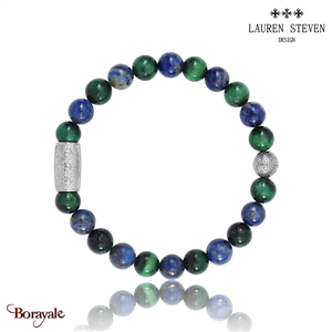 Bracelet Prosperite Lauren Steven Lapis Lazuli  Perles de 08 mm Taille M 19,5 cm