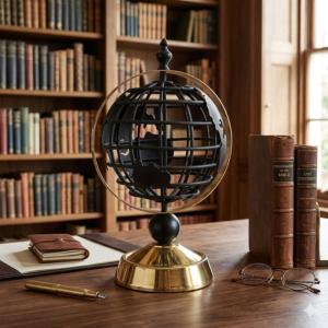 Map Monde Philéas 29 cm Design Filaire Noir & Or - Home Edelweiss JD841