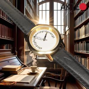 Montre AKTEO Art - Lettres Ecrivain 29 mm doré ronde ALe10