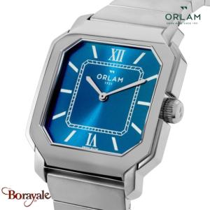 Montre Homme Orlam Heritage cadran bleu bracelet acier argenté étanche 5 ATM ORS