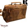 Sac médecin Kaszer Wyoming en cuir de vachette pleine fleur marron naturel foncé