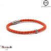 Bracelet PPJ Cuir tressé Simple tour Orange Taille XL