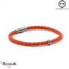 Bracelet PPJ Cuir tressé Simple tour Orange Taille XL