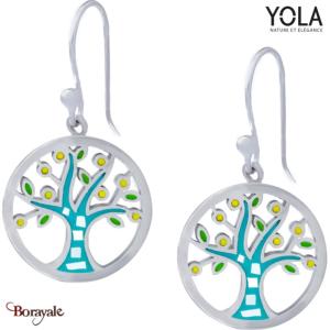 Boucles d'oreilles Nacre et émail Collection Arbre de vie YOLA NATURE