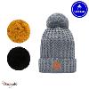 Bonnet + 3 pompons Bandista gris sans polaire Cabaïa 100% acrylique