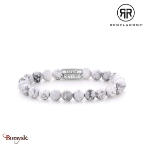 Bracelet Rebel & Rose Blanc Vierge - 8mm L, Homme RR-80066-S-L