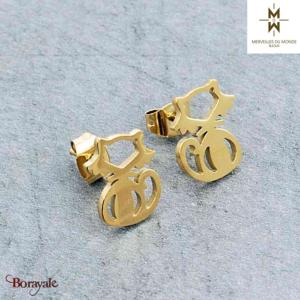 Boucles d'oreilles en Acier doré Merveilles du monde