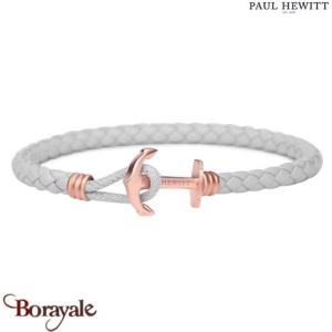 Bracelet Paul Hewitt Phreps cuir acier plaqué or rose PH-PHL-L-R-GR-S
