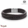Bracelet Rebel & Rose Full metal premium combo 12mm marron L, Homme RR-M0055-S-L