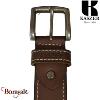 Ceinture Kaszer Indiana en cuir de buffle pleine fleur marron foncé couture