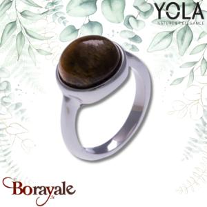 Bague Yola Nature Cabochon Œil de tigre Acier poli IG-119-54