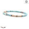 Howlite bleue - Fossile: Bracelet Heishi PPJ Taille XL