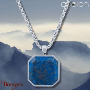 Collier Lapis Lazuli Acier Apollon homme