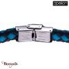 Bracelet cuir tressé bleu et noir italien, Collection: cuir et acier APOLLON