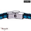 Bracelet Acier et cuir tressé bleu et noir italien, Collection: homme APOLLON
