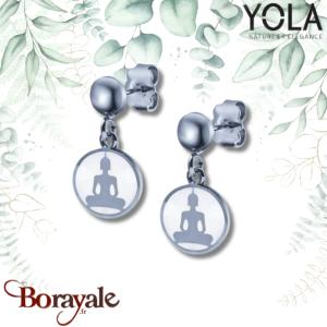 Boucles d'oreilles Yola Nature Bouddha Acier poli IG-592