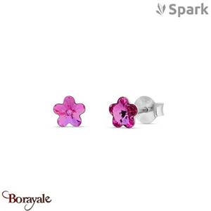 Boucles d'oreilles SPARK With EUROPEAN CRYSTALS  : Fleurette - Fuchsia