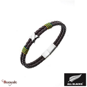 Bracelet  ALL BLACKS Acier et cuir 3389556822180 AB-682218