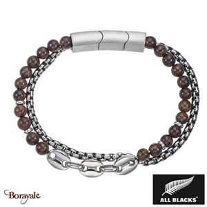 Bracelet Acier et bronzite All Blacks acier
