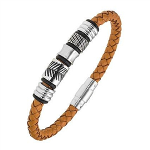 Bracelet All Blacks bijoux Homme acier et cuir 682331