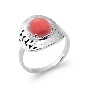 Bague argent 925° rhodié Collection : Cornaline Taille : 54