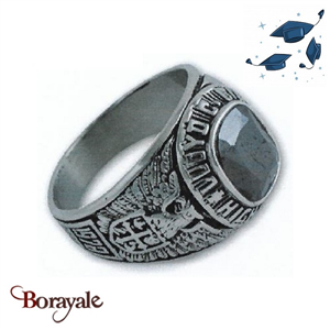 Bague universitaire américaine Lloyd C. Bird High School Noir en acier inoxydabl