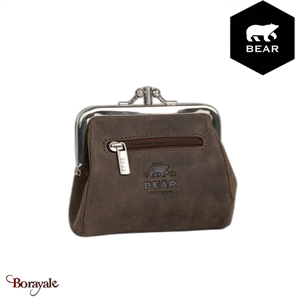 Porte monnaie Bear Design en Cuir de vachette brut