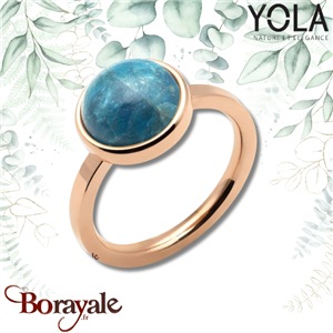 Bague Yola Nature Cabochon Acier plaqué IP rose IG-162-56