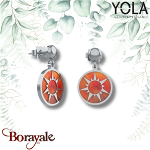 Boucles d'oreilles Yola Nature Cornaline Acier poli IK-521