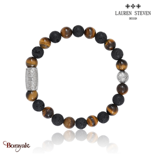 Bracelet Prosperite Lauren Steven Œil De Tigre  Perles de 08 mm Taille M 19,5 cm
