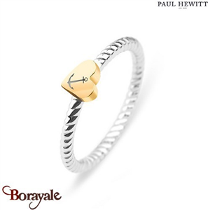 Bague Paul Hewitt Anchor Love acier et acier plaqué or PH-FR-HRO-SG-52