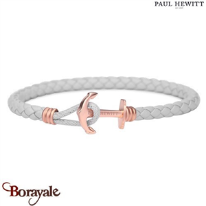 Bracelet Paul Hewitt Phreps cuir acier plaqué or rose PH-PHL-L-R-GR-S