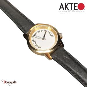 Montre AKTEO Art - Lettres Ecrivain 29 mm doré ronde ALe10