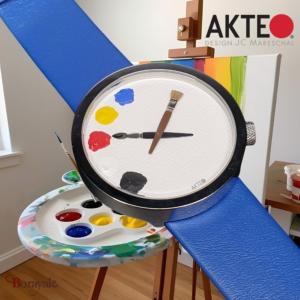 Montre AKTEO Art - Peinture 5 taches 48 mm argent ronde APe13