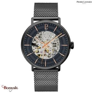Montre PIERRE LANNIER Collection AUTOMATIQUE GAIUS noir milanais noir Homme