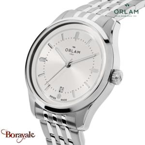 Montre Homme Orlam Pulse cadran gris bracelet acier argenté étanche 10 ATM ORSSB