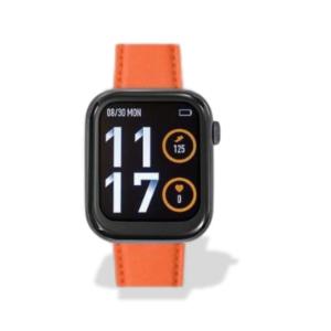 Montre TEKDAY pavé connectée unisexe boîtier noir, pomme orange surpiqué 656552