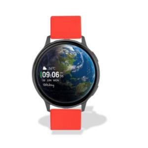 Montre TEKDAY Ronde connectée unisexe boîtier noir, silicone rouge 656560