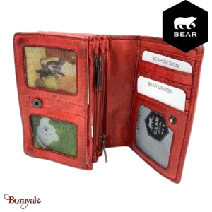 Portefeuille BEAR Cow Lavato Rouge grenadine CL16212RED