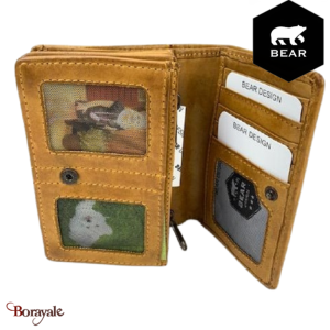 Portefeuille BEAR Cow Lavato Tabac CL16212YEL