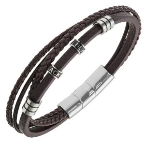 Bracelet All Blacks bijoux Homme acier et cuir 682408
