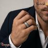 Bague Thabora homme quadrillage acier T60 - réf. T167792-60