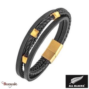 Bracelet Acier et cuir All Blacks acier et cuir