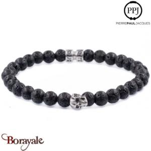 Pierre de lave: Bracelet Skull Pierres fines 6 mm PPJ Taille XL