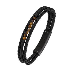 Bracelet All Blacks bijoux Homme cuir et perles 682152