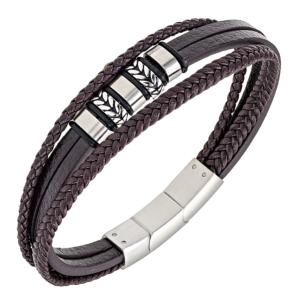 Bracelet All Blacks bijoux Homme acier et cuir 682341