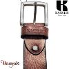 Ceinture Kaszer Indiana en cuir de buffle pleine fleur cognac griffé noir
