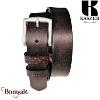 Ceinture Kaszer Indiana en cuir de buffle pleine fleur marron foncé grainé