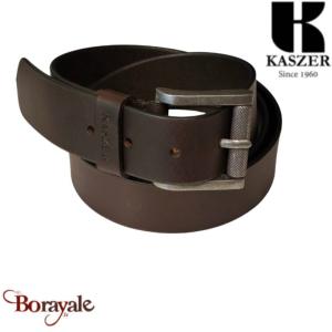 Ceinture Kaszer Indiana en cuir de buffle pleine fleur marron foncé