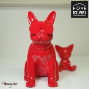 Chien assis 25 cm Home Edelweiss collection : Emotion Rouge brillant
